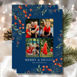 Merry & Bright Christmas Photo Collage Floral
