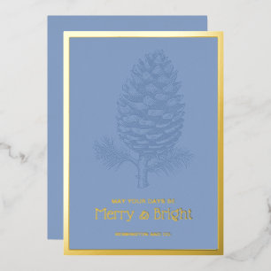 Merry & Bright Christmas Pinecone Blue Corporate