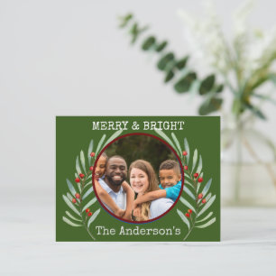 Merry & Bright Christmas Postcard 1 photo Holly.