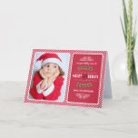 Merry & Bright Christmas. Red Stripe Pattern Photo Holiday Card<br><div class="desc">Happy Holidays. May Your Holiday Season be Merry & Bright. Red Stripe Pattern design Christmas Photo Cards with personalised photo and family name. Matching cards,  favours and gifts available in the Christmas & New Year Category of our store.</div>