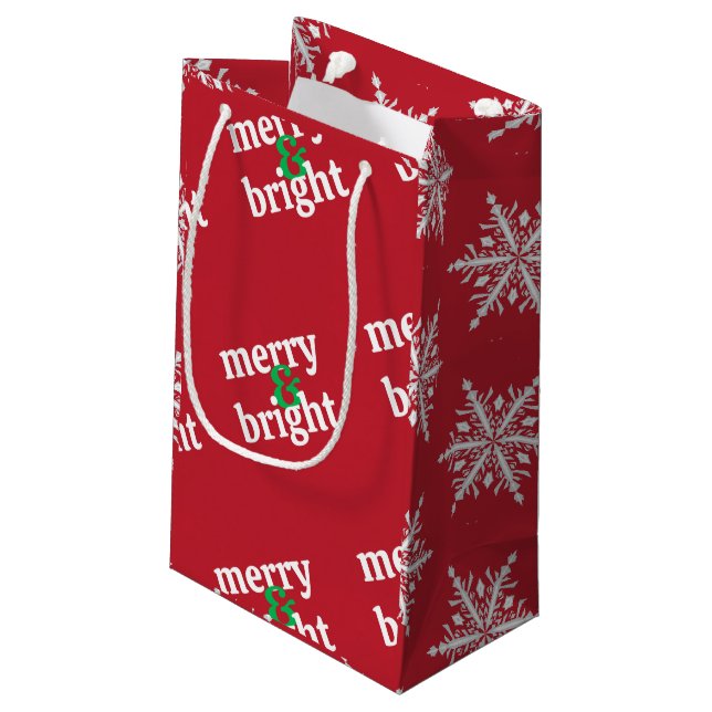 "Merry & Bright" Christmas Small Gift Bag (Back Angled)