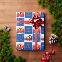 Merry & Bright Christmas Snowflake Photo Blue