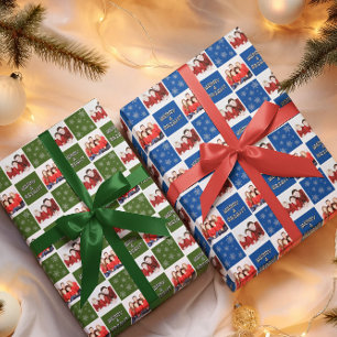 Merry & Bright Christmas Snowflake Photo Wrapping Paper Sheet