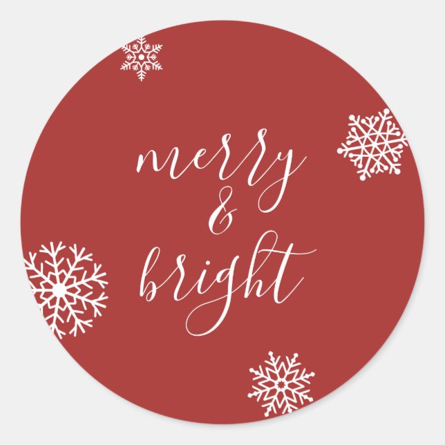 Merry & Bright Christmas Snowflakes Stickers (Front)
