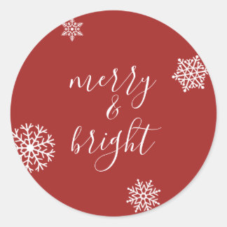Merry & Bright Christmas Snowflakes Stickers