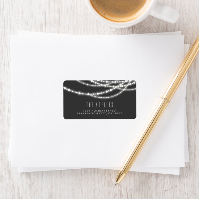 Merry & Bright Christmas Sparkling Lights Address Label (Insitu)