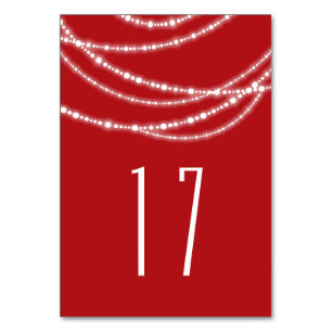 Merry & Bright Christmas Sparkling Lights Holiday Table Number