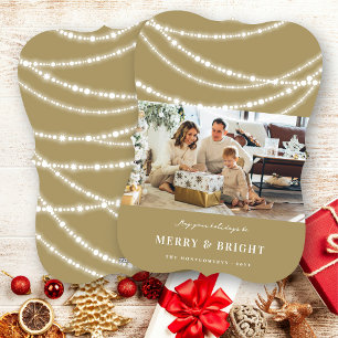 Merry & Bright Christmas Sparkling Lights Photo Holiday Card