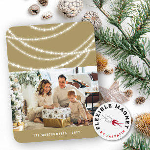 Merry & Bright Christmas Sparkling Lights Photo Magnet