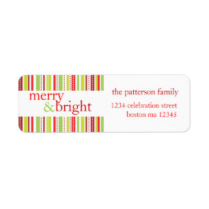 Merry & Bright Christmas Stripes Holiday Label