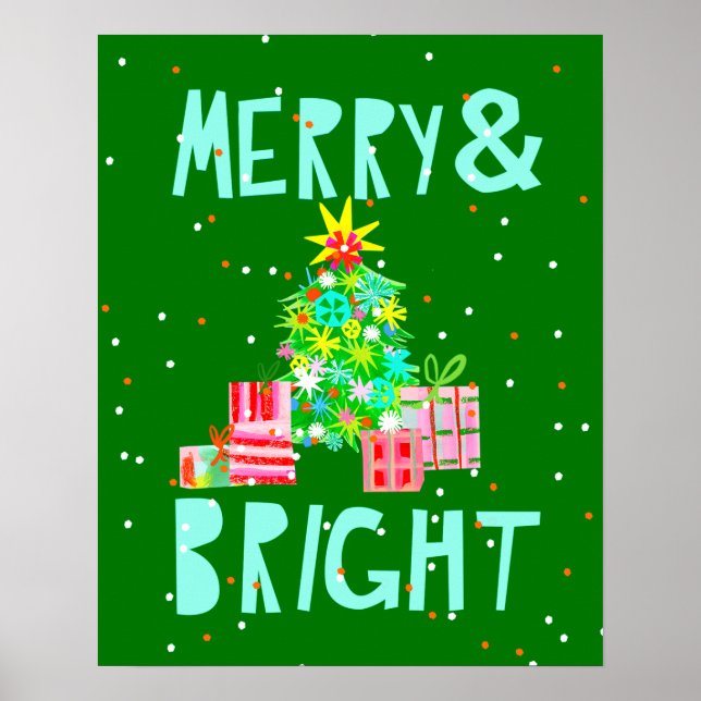Merry & Bright Christmas Tree Poster (Front)