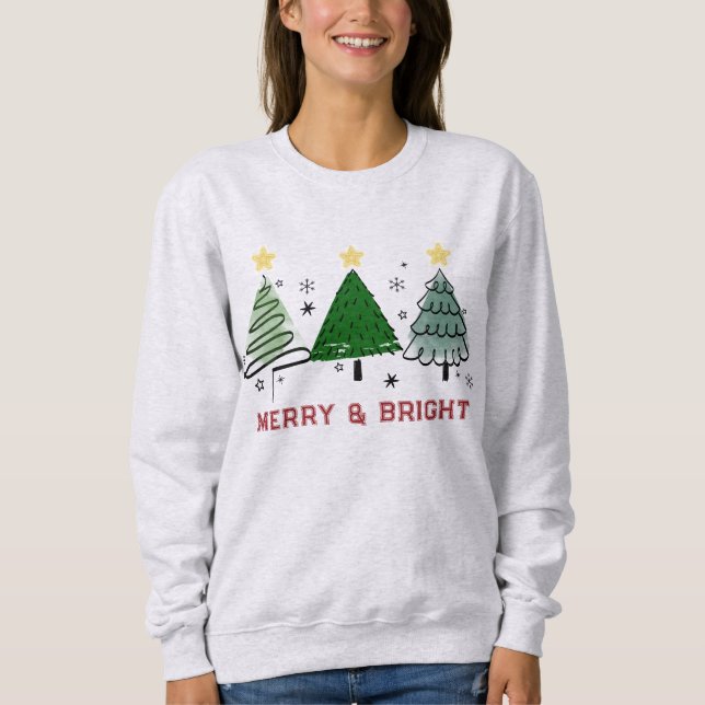 Merry & Bright Christmas Tree Sweatshirt (Front)