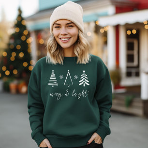 Merry & Bright Christmas Tree T-Shirt Sweatshirt