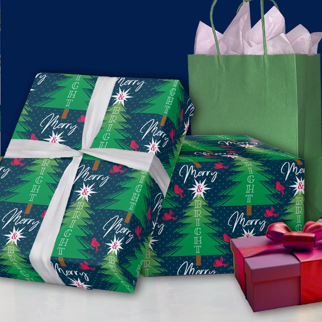 Merry Bright Christmas Tree Wrapping Paper (Creator Uploaded)