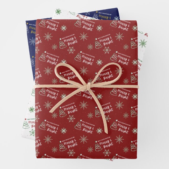 Merry & Bright Christmas Wrap Pack Wrapping Paper Sheet (In situ)