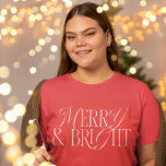Merry & Bright Classic T-Shirt<br><div class="desc">Classic Christmas theme sweatshirt for a women featuring a typography text that says "Merry & Bright" in vintage font.</div>