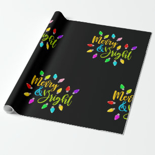 *~* Merry Bright colorful Neon Christmas Lights Wrapping Paper
