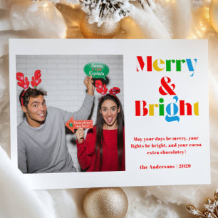 Merry Bright Colorful Photo Christmas Holiday Card