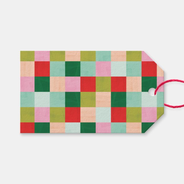 Merry & Bright Colour Blocks Gift Tag (Front (Horizontal))
