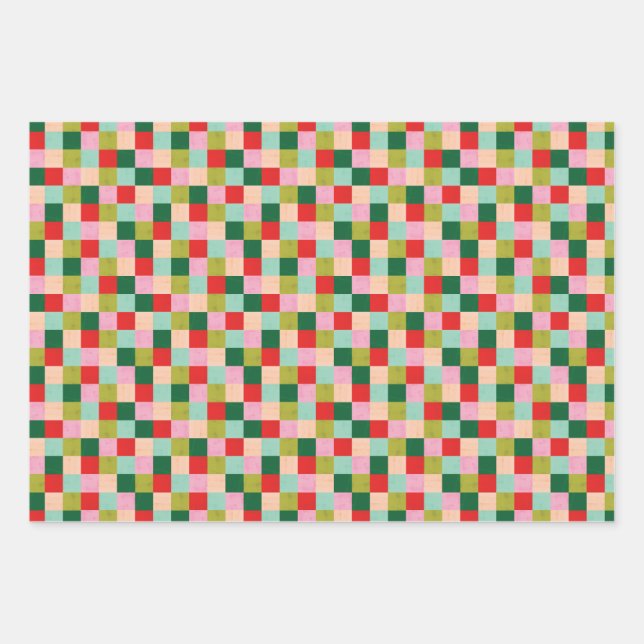 Merry & Bright Colour Blocks Wrapping Paper Sheet (Front)