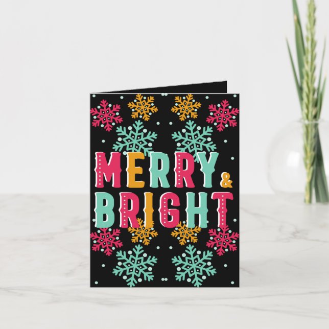 Merry & Bright Colourful Christmas Card (Front)