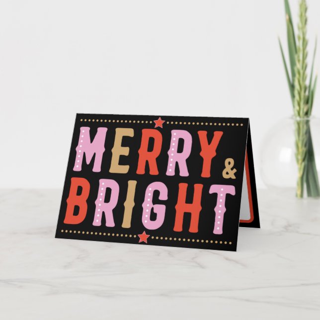 Merry & Bright Colourful Christmas Card (Front)
