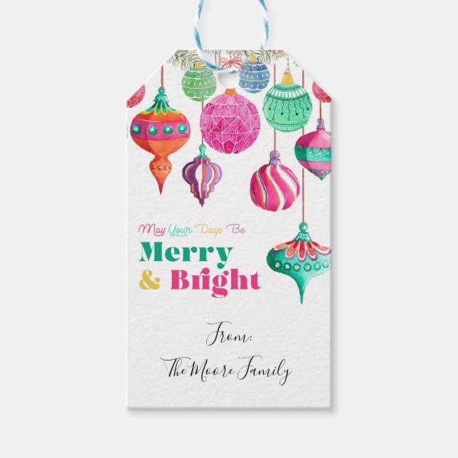 Merry & Bright Colourful Christmas Gift Tags (Front)
