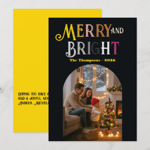 Merry & Bright Colourful Christmas Photo Holiday Card