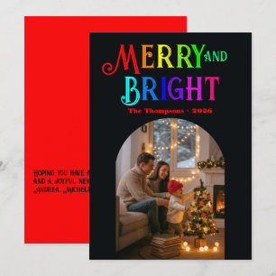 Merry & Bright Colourful Christmas Photo Holiday Card