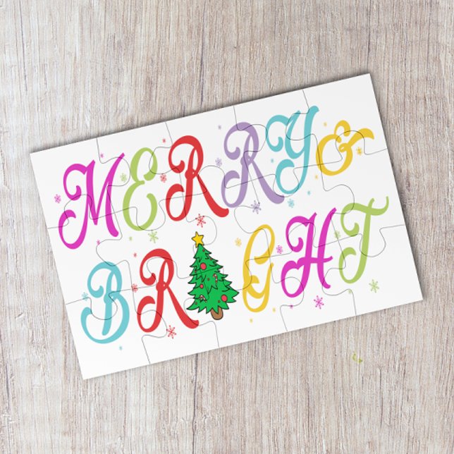Merry & Bright Colourful Christmas Tree Festive Jigsaw Puzzle (Creator Uploaded)