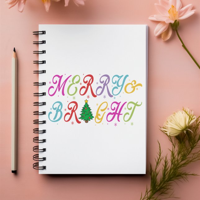 Merry & Bright Colourful Christmas Tree Festive Notebook (Creator Uploaded)
