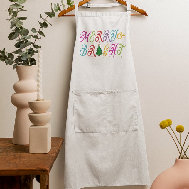 Merry & Bright Colourful Christmas Tree Women's Standard Apron (Creator Uploaded)
