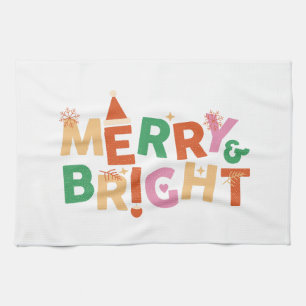Merry & Bright Colourful Holiday Tea Towel