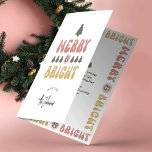 Merry & Bright Colourful Retro No Photo Christmas Holiday Card<br><div class="desc">Add a touch of nostalgia to your Christmas gifting with this retro Merry & Bright Holiday Card design. Featuring groovy fonts in festive red, green and pink colours which read 'Merry & Bright' with a colourful border on the back. This modern Happy Holidays greeting card design includes space for your...</div>