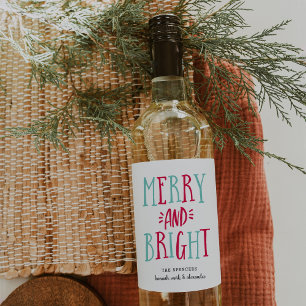 Merry & Bright   Custom Christmas Wine Label
