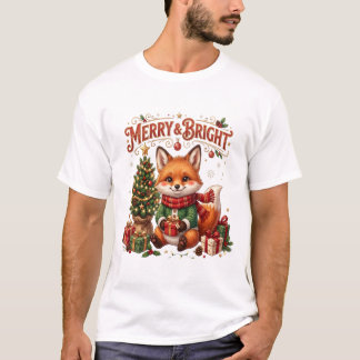 Merry & Bright – Cute Christmas Fox T-Shirt