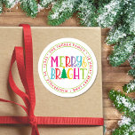 Merry & Bright Cute Christmas Return Address Label<br><div class="desc">This unique Christmas design features the expression "Merry & Bright" in colourful letters accented with a Christmas tree! This design is based on our "Merry & Bright" photo Christmas card. Perfect for party favours for your child's classroom Christmas party or for a holiday party or cookie swap/exchange! Click the customise...</div>