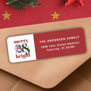 Merry & Bright Cute Gnome Return Address