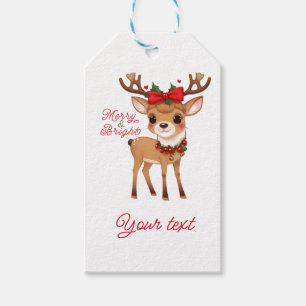 Merry&Bright Cute Reindeer  Gift Tags