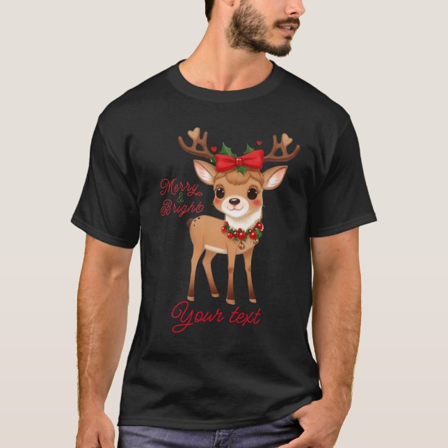 Merry&Bright Cute Reindeer T-Shirts (Front)