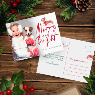 Merry & Bright Dachshund Christmas Sweater Photo Postcard