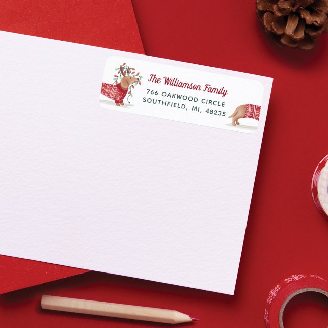 Merry & Bright | Dachshund Dog Christmas Sweater (Merry & Bright | Dachshund Dog Christmas Sweater Label)