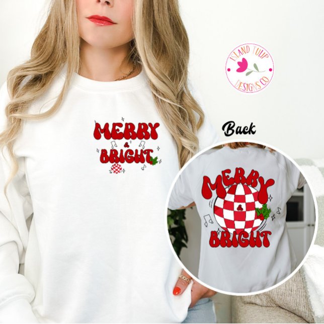 Merry & Bright Disco Ball Red & Green Christmas  Sweatshirt (Creator Uploaded)