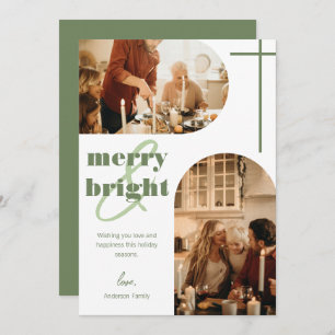 Merry & Bright Dual Arch Family Christmas Photo Holiday Card