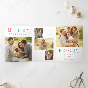 Merry Bright EDITABLE COLOR Trifold Holiday Card
