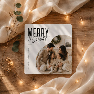 Merry & Bright Elegant Christmas Photo Holiday Card