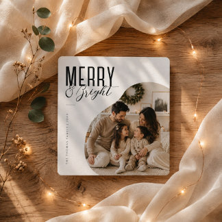 Merry & Bright Elegant Christmas Photo Holiday Card