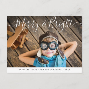 Merry & Bright Elegant lettering christmas Postcard