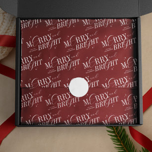 Merry & Bright Elegant Script Modern Red Christmas Tissue Paper