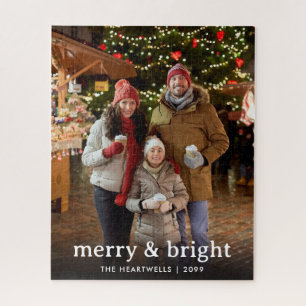 Merry Bright Family Holiday Photo  Jigsaw Puzzle